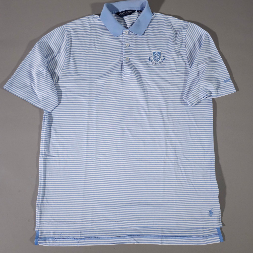 Polo Golf Ralph Lauren Polo Shirt Mens Large Blue White Striped Adare Golf Club